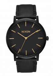 Nixon The Porter Leather All Black Gold