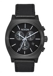 Nixon The Time Teller Chrono Leather All Black / White