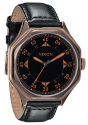 Nixon The Falcon Leather Antique Copper/Black Herrenuhr