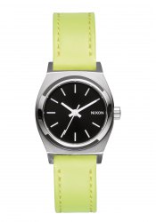 Nixon The Small Time Teller Leather Navy Neon Yellow Damenuhr